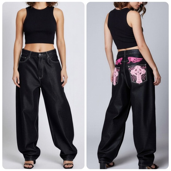 JADED LONDON XL Colossus Super Baggy Jeans, Pink Sapphire, 26”